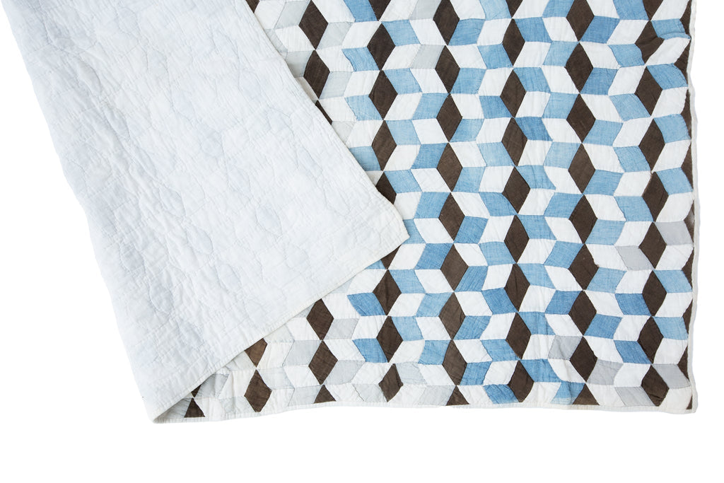 Tumbling Blocks Quilt - SHARKTOOTH Antique and Vintage Textiles