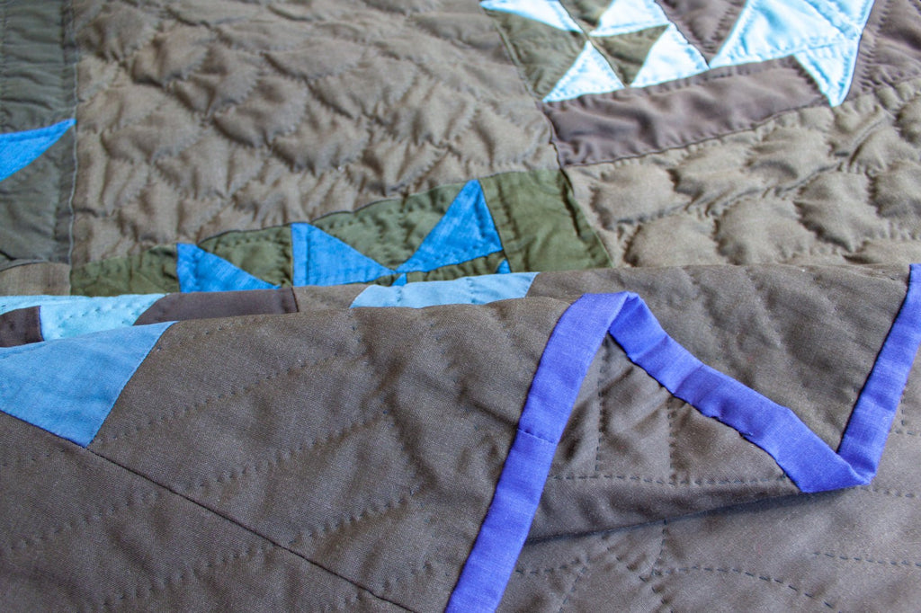 Vintage Amish Basket Quilt SHARKTOOTH