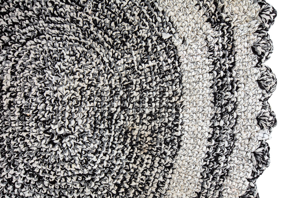 Vintage Crochet Rug 3'8" - SHARKTOOTH Antique and Vintage Textiles