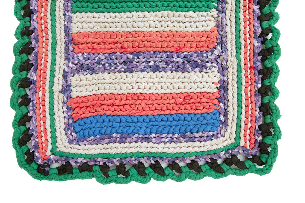 Vintage Crocheted Mat 1'5" x 2'1" - SHARKTOOTH Antique and Vintage Textiles