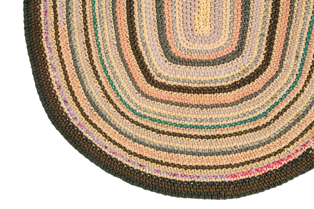 Vintage Crocheted Rug 1'11"x3'2" - SHARKTOOTH Antique and Vintage Textiles