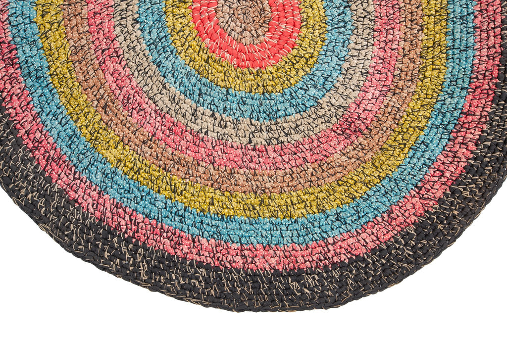 Vintage Crocheted Rug 4'2" x 4'4" - SHARKTOOTH Antique and Vintage Textiles