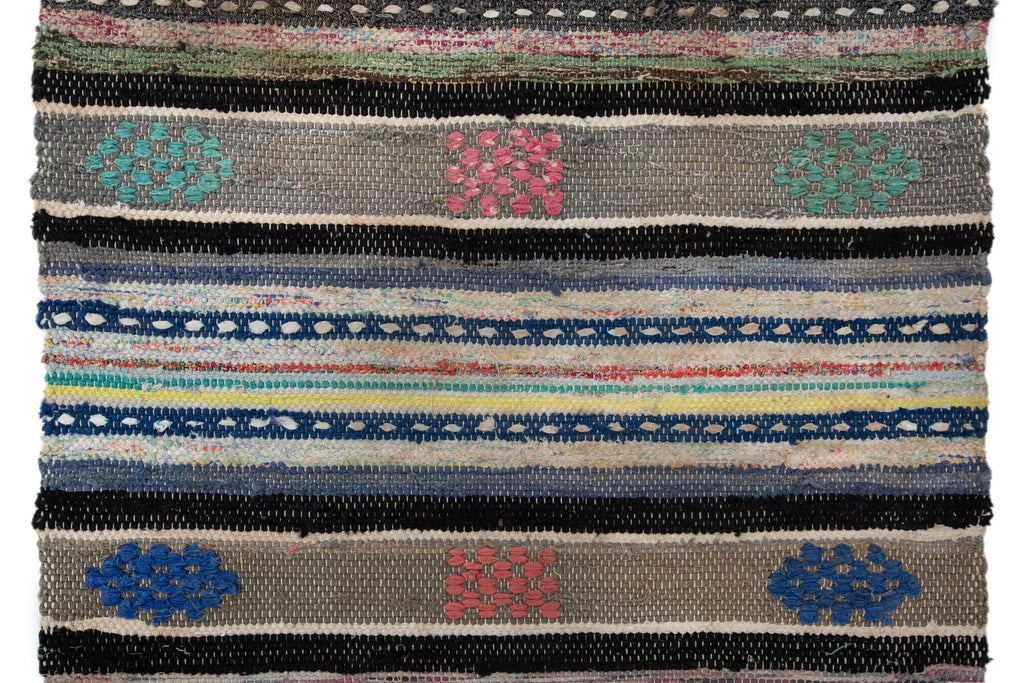 Vintage Rag Rug 2'1" x 4'10" - SHARKTOOTH Antique and Vintage Textiles